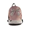 DEQI Multi-function Practical Leisure outdoor leather Sweet Lace Lovely Bow Floral Print Rucksack Backpack campus Bag