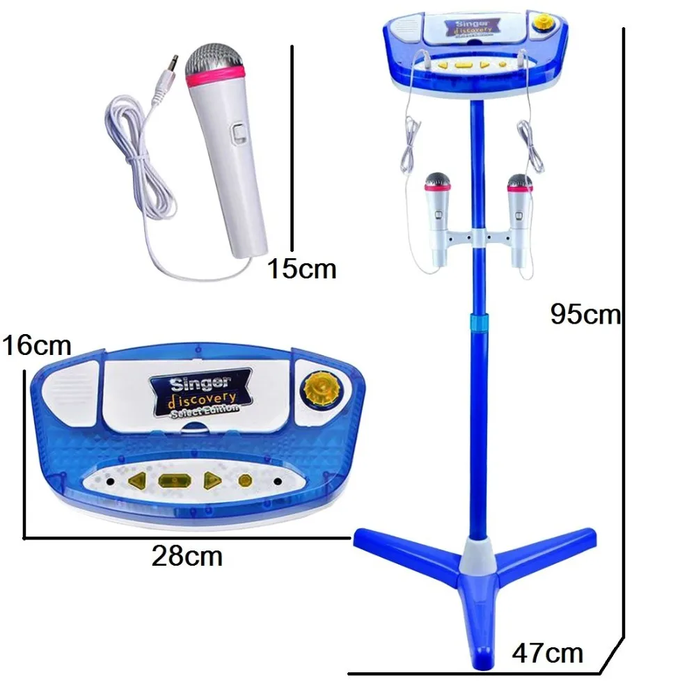 Kids Karaoke Machine Stand Up Microphones Play Set Of Two Mics With