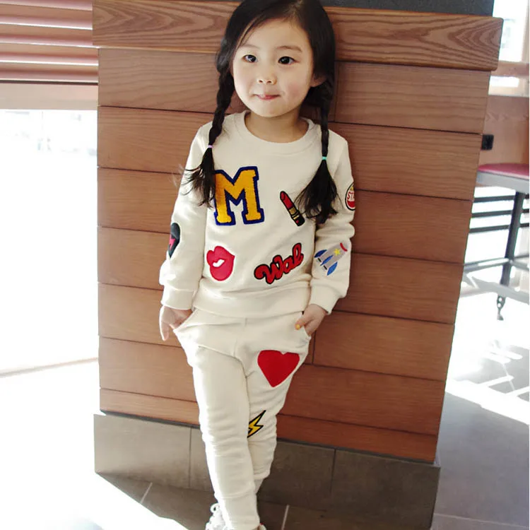 

S90238A fall and spring children clothing baby alphabet pattern sets boutique clothes sets