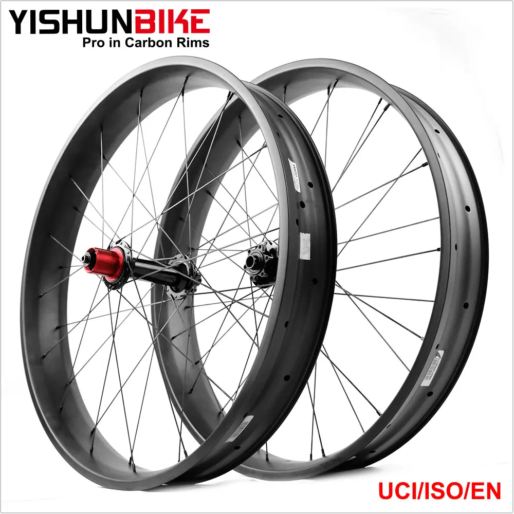 2017 Yishunbike 26er Carbon Fat Bike Wheelset 80mm Width 26" Fatbike
