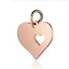 Custom accessories love hollow heart stainless steel jewelry engravable blanks tags charm pendent for necklace