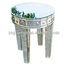 Small silver round mirrored side table