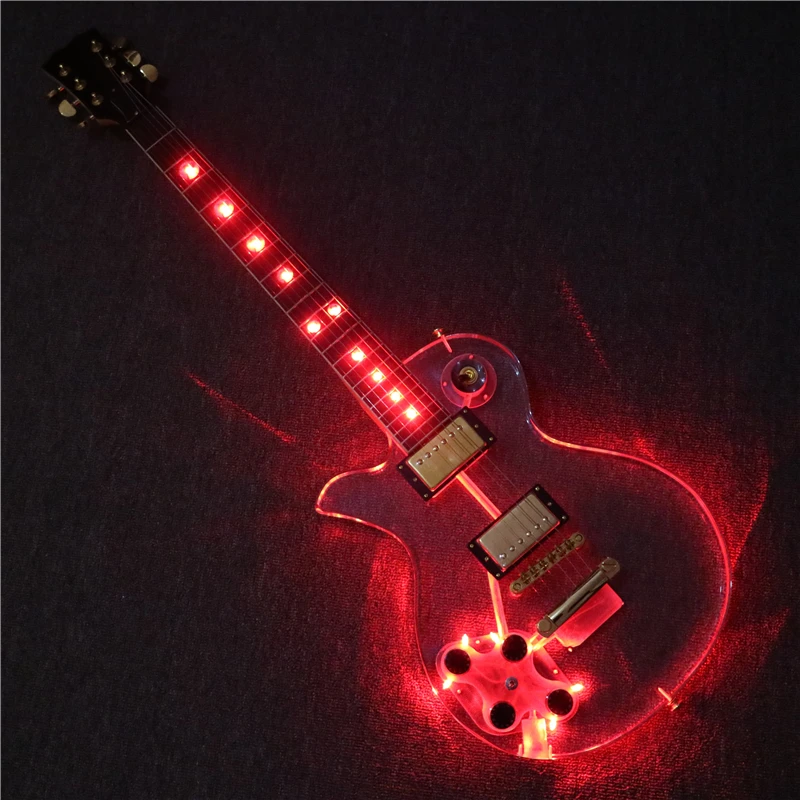

Afanti Music Acrylic Body Left hand Electric guitar with Red LED lights (PAG-113)