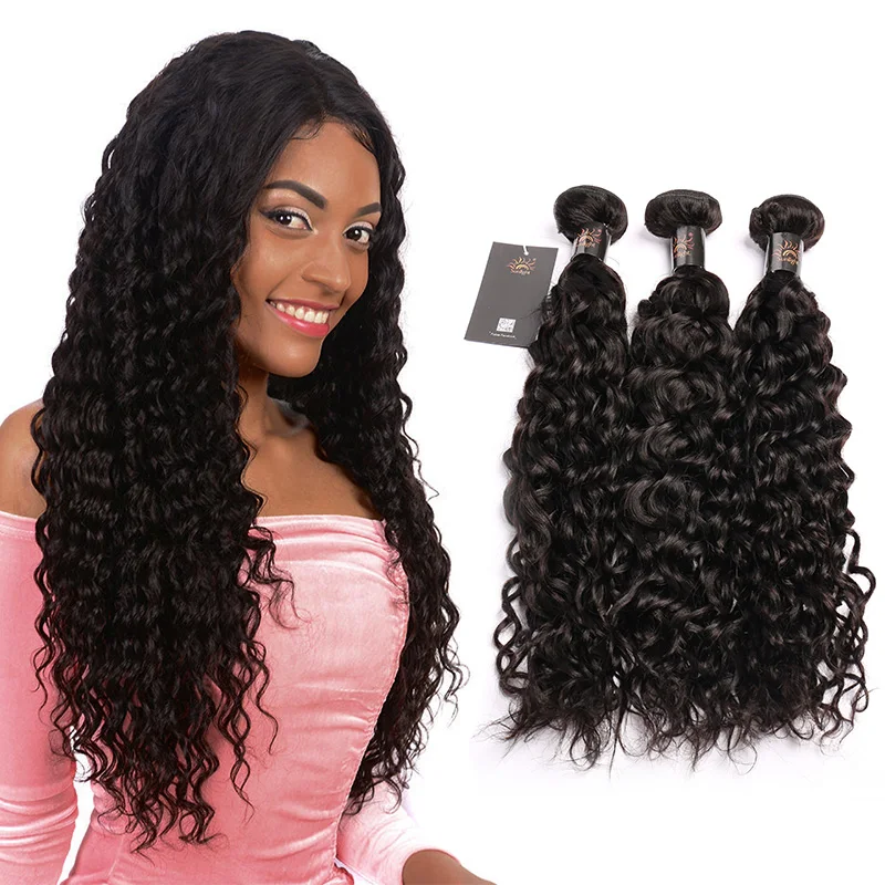 

3 Bundles Malaysian Water Wave Hair With Closure Sunlight Human Hair