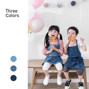 Kids Aprons with Pockets Durable Denim Aprons for Kids Adjustable Artists Bib Aprons for Painting Chef Kitchen Cooking Baking