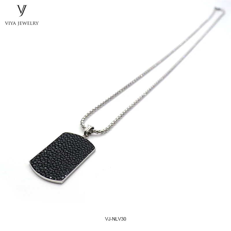 

Free Shipping Stainless Steel Chain Stingray Leather Pendant Necklace Charm Jewelry