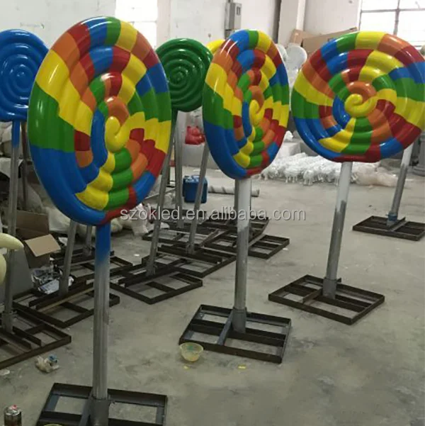Giant Size Fiberglass Candy Lollipop Sculpture In Fiberglass Resin
