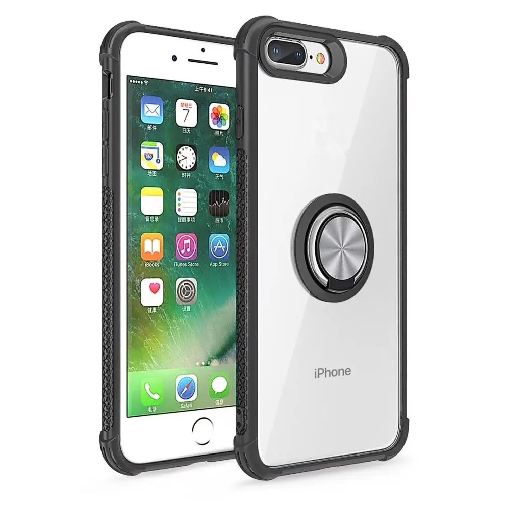 

Phone Case Manufacturing Wholesale Transparent Clear Magnetic Case With 360 Rotate Ring Holder For iPhone X