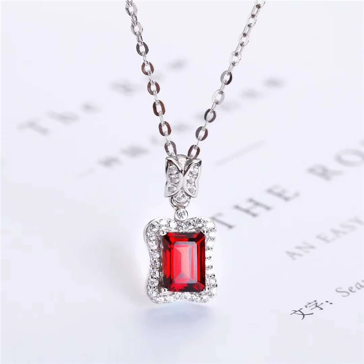 

Wholesale 925 silver Natural garnet Stone Pendant necklace Precious Pendant For Jewelry Making 2019 Mens women Jewelry, Red