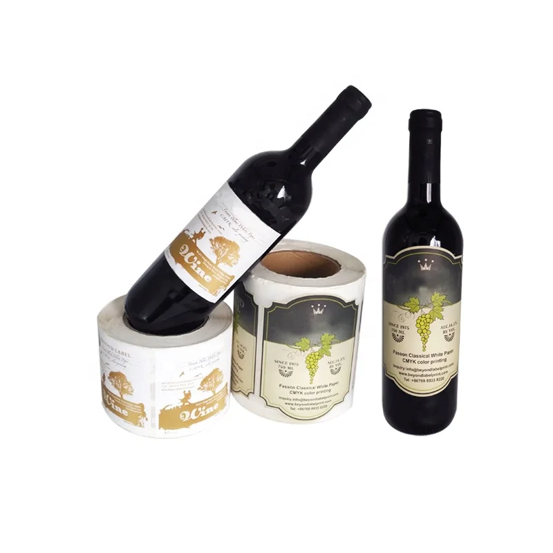 Custom Adhesive Textured Paper Wine Bottle Sticker Wine Label Printing