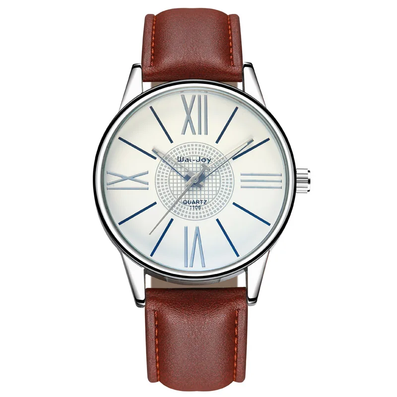 

WJ-8111 Vogue Hotest White Case Men Hand watches Cheap Leather Band Wrist Watches for Business Men, Mix color