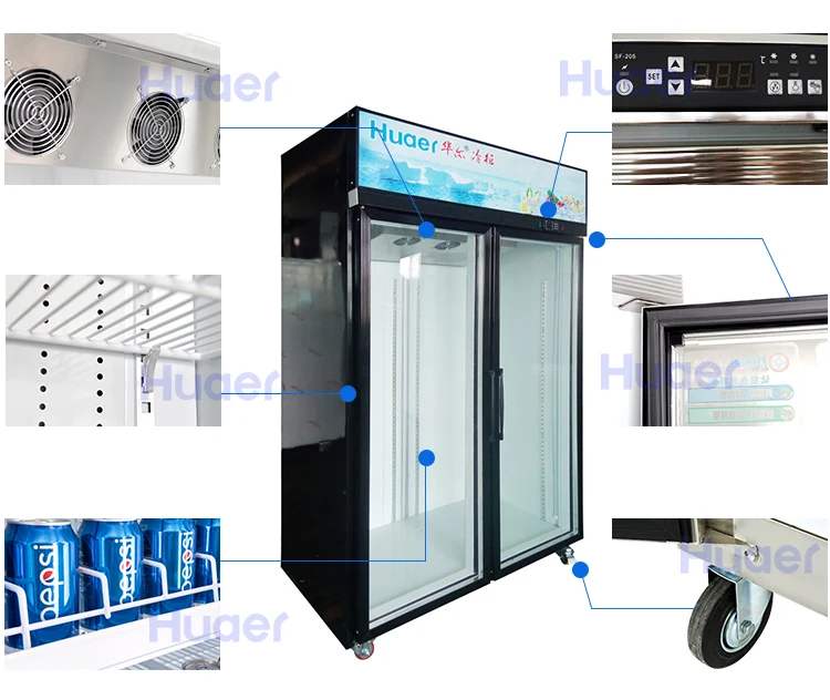 Glass 1000l Black Double Door Upright Commercial Freezer Buy