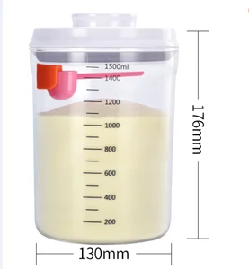 Image of Factory Supply 1400ml Baby Use Food Grade BPA Free Round Glass Container / Stack Feeding Milk Powder Container