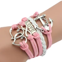 

Latest leather infinity couple lucky charm bracelet