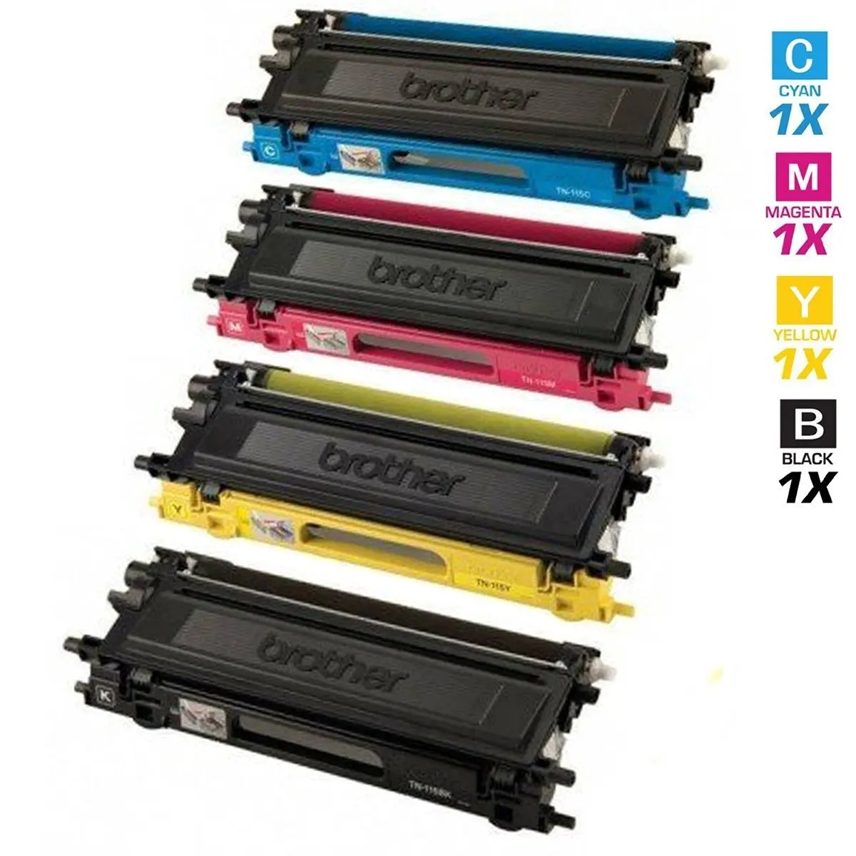 AZ Supplies © Re-Manufactured Replacement Toner Cartridges for Brother TN115K, TN115C, TN115M, TN115Y Toner Set for use in Brother DCP-9040CN, DCP-9045CDN, HL-4040CDN, HL-4040CN, HL-4070CDW, MFC-9440CN, MFC-9450CDN, MFC-9840CDW Printers (Black, Cyan, Magenta, Yellow) Black:5,000, Color:4,000 Page