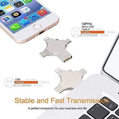 4 in 1 Flash Drive Compatible iPhone &Ipad Samsung Galaxy,LG,Google Pixel,Hua Wei and Android Phones Type C Devices - ANKUX.COM