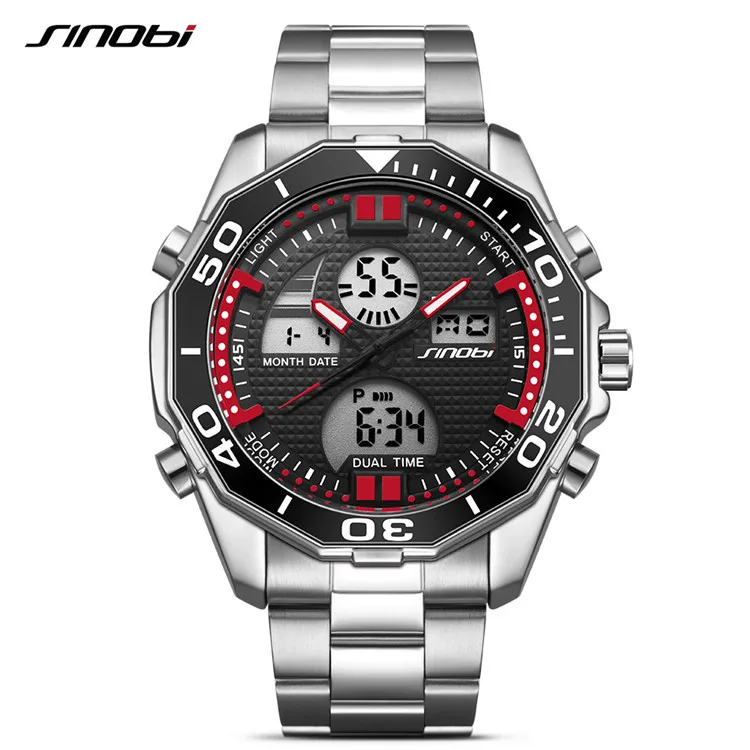 

SINOBI 9730 G Top Brand Luxury Men Fashion Casual Sport Wristwatch Dual Digital Military Business Watches