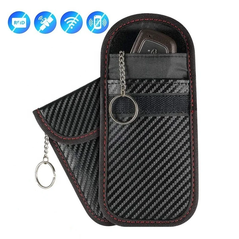 

Waterproof Carbon Fiber Faraday Bag Car Key Fob Signal RFID Blocking Case, Black