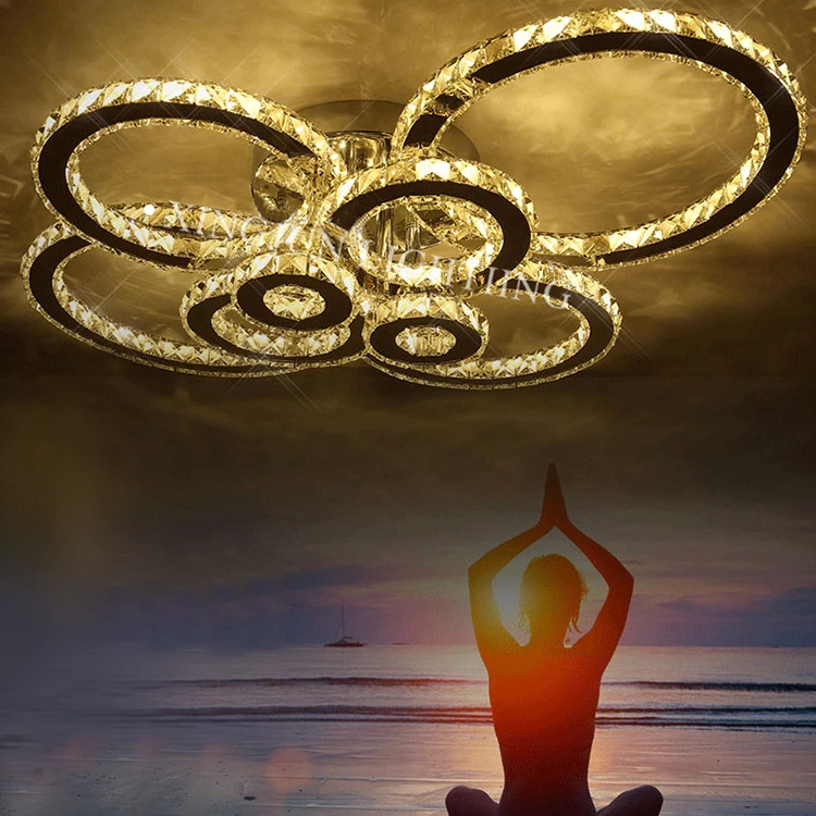 XingJun Round circle Crystal steel Flush Mount Lighting modern round recessed ceiling light