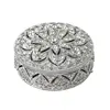 Round shape Pewter Alloy hand made metal jewelry box jeweled metal trinket boxes for wedding