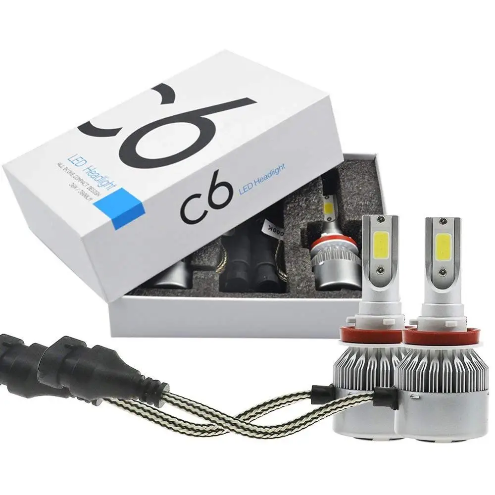 Auto Lighting  laser led  H4 H11 H7 H13 9005 9006 880 8001 36W 8000LM 6000K COB chip motorcycle c6 led headlight bulb