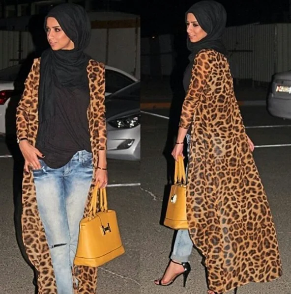 

Leopard abaya sexy Turkey open abaya Wholesale chiffon kimono kaftan latest fashionable islamic dress