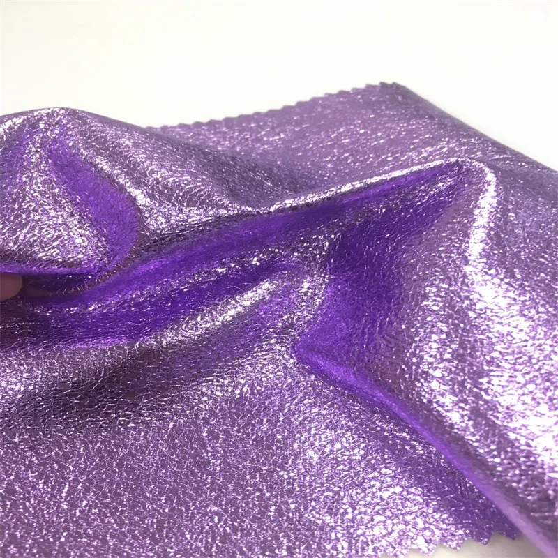 Cracks Pattern Embossing  Metallic Faux Leather Fabric  for Making Bags and Shoes Shoe Material