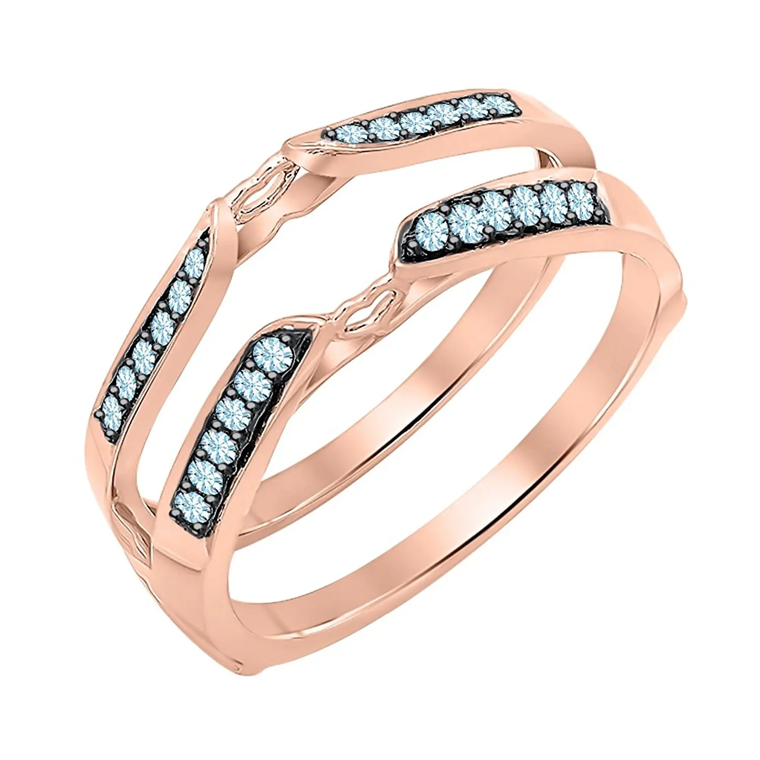 tusakha 14K Rose Gold Over 925 Sterling Silver Solitaire Princess Cut Aquamarine Mens Wedding Band Engagement Ring