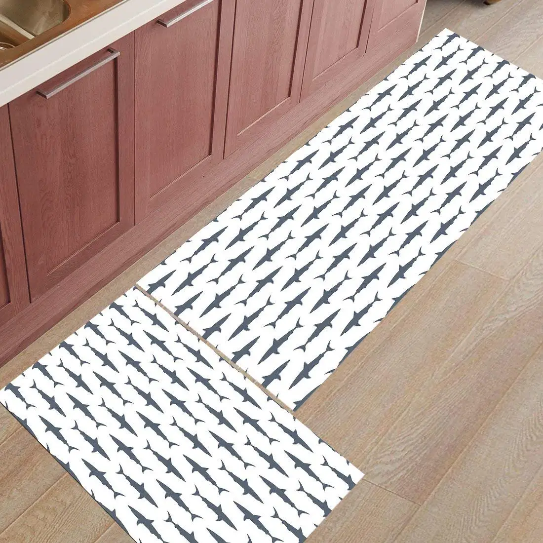 Aisebeau Set Of 2 Comfort Flannel Kitchen Rug European Style