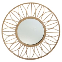 

Retro Round Hollow-Out Bamboo And Woven Rattan Wall Mirror