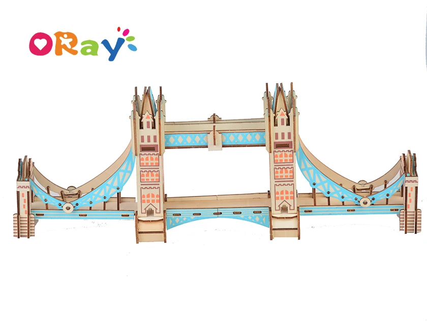 New Assembly DIY Education Toy 3D Wooden Model Puzzles Of London Tower Bridge 