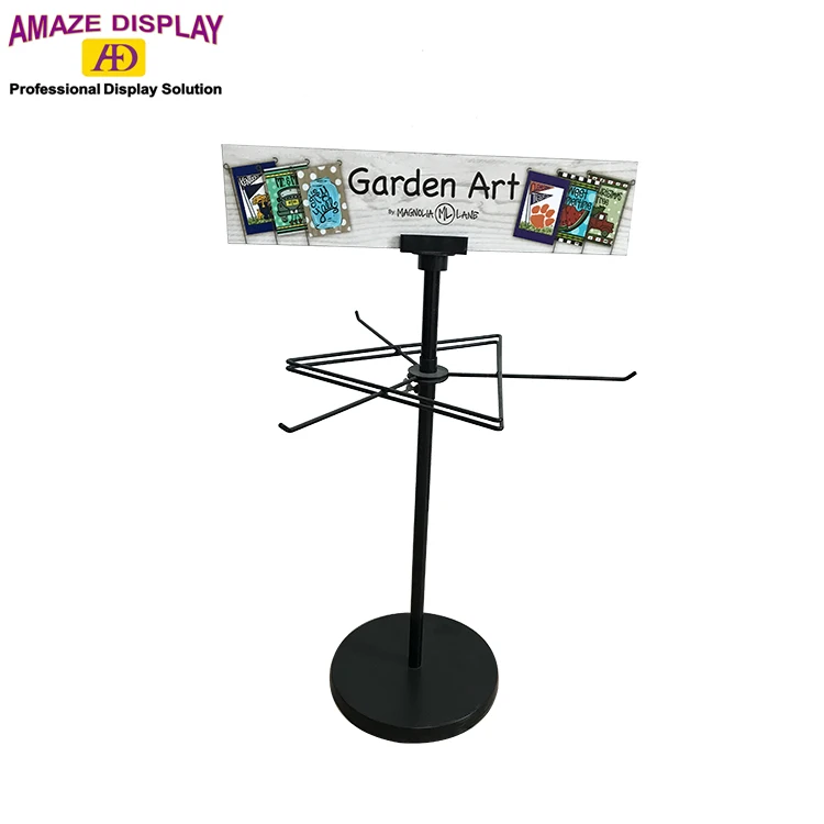 Metal Material Two Tier Counter Spinner Display Keychain Display Rack