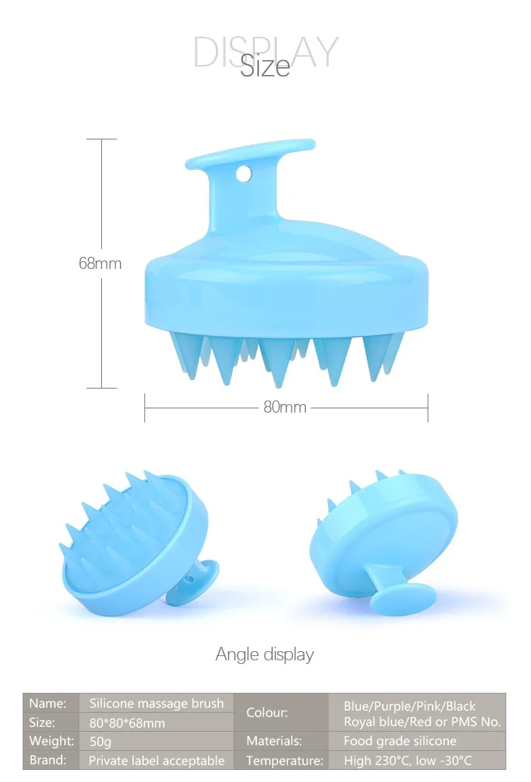 Wholesale Customized Logo Silicone Shampoo Hair Scalp Massage Brush