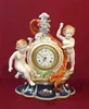 Fine Hand Painting Cherub Playing around Table Clock, European Style Kettle Shape Table Clock