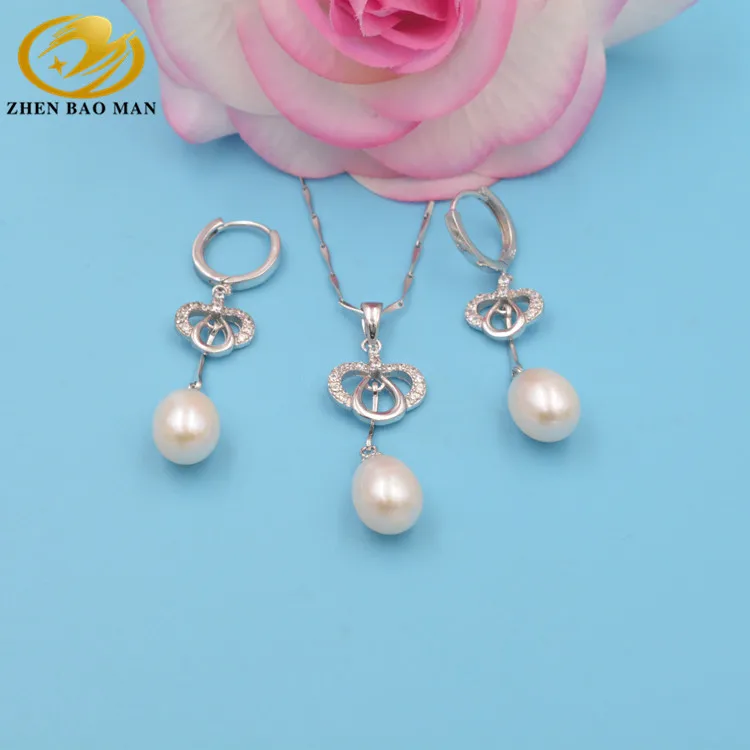 

Wholesale Guangzhou Jewelry 925 Sterling Silver Pearl set of jewelry for women, N/a