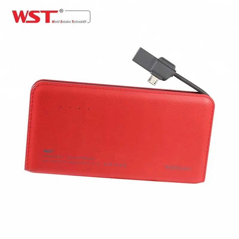 

China supplier ce rohs fcc portable built-in cable mobile power bank 9000 mah, N/a