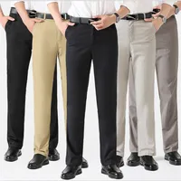 

2019 middle-aged and old men's trousers cotton thin style men's high waist straight tube long trousers casual pants