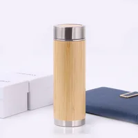 

New chinese classical style sport Bamboo Thermos Bottle Stainless Steel Vacuum Flasks coffee mug water bottles Health Tea cups