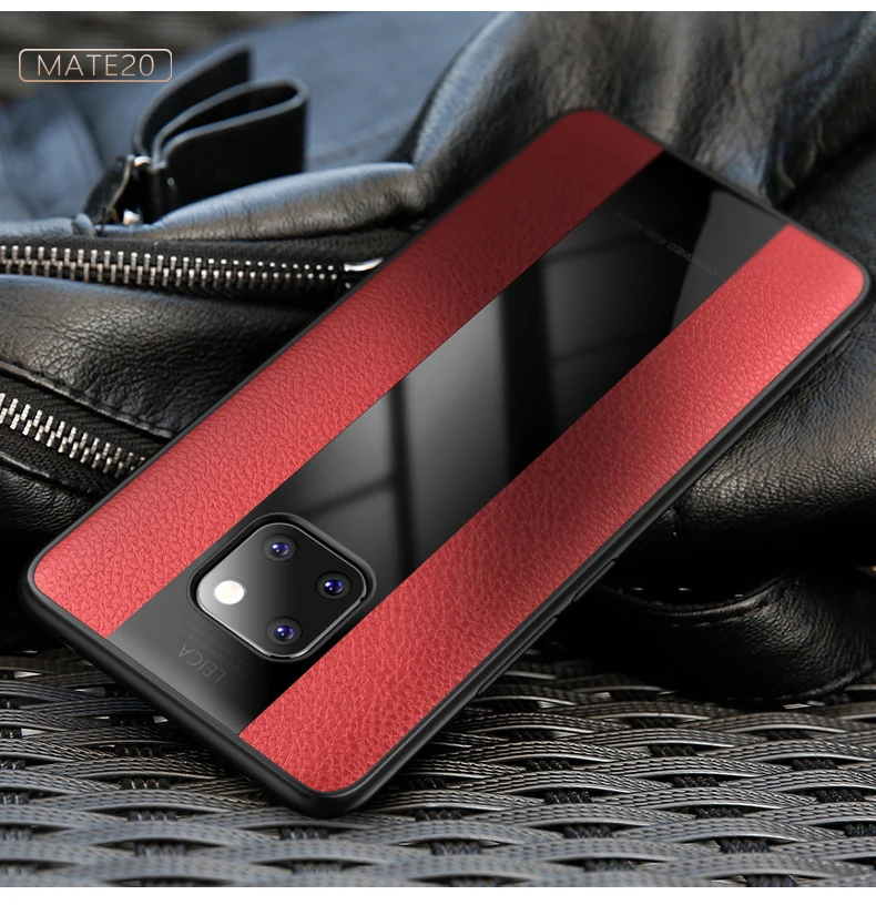 

For Huawei Mate 20 Pro Case Luxury Leather Soft Silicone Plexiglass Protective Back Cover Case for huawei mate 20 20X 20Pro, Black;blue;pink;red;white