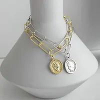 

Retro Avatar Round Charm Elizabeth Sterling Silver Coin Jewelry Women's Bracelet