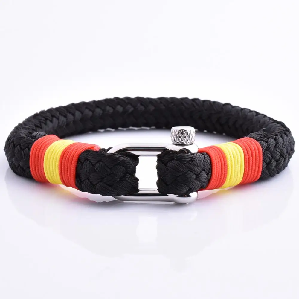 

Fashion Jewellery Made In China Black Nylon Shackle Bracelet With Spain Color Rope
