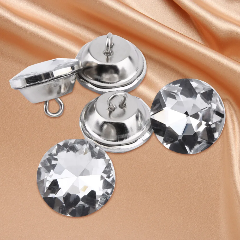 EXCEART 50 Piezas Botones de Costura de Cristal Botones de Fijación de Diamantes de Imitación Botones de Tapicería Adornos de Cristal para Manualidades Amarillo 