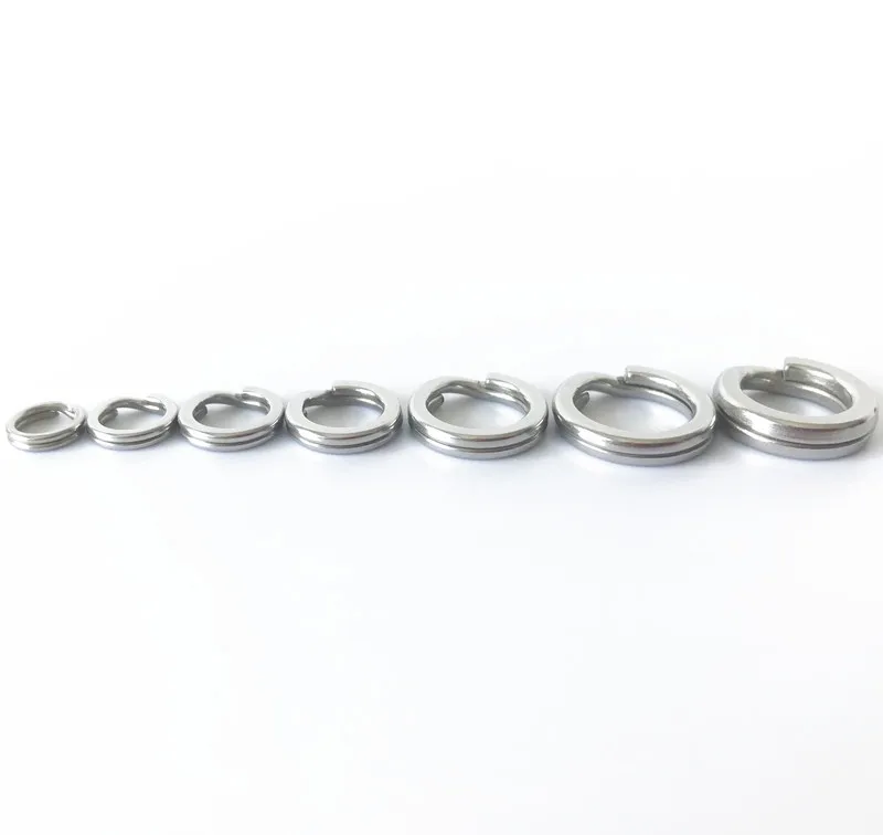 

FUNADAIKO Stainless steel fishing split Ring 2# to 9# fishing accessory double loop quick change fishing split rings, Silver