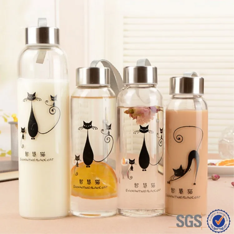 300ml 500ml sports drinking bottle Boba bubble tea glass bottes