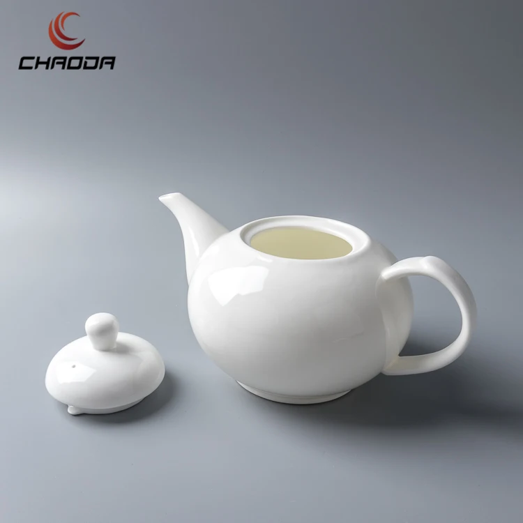 Chaoda 1000ml Personalized Oem Logo Porcelain Teapots Wholesale White Porcelain Teapot Ceramic