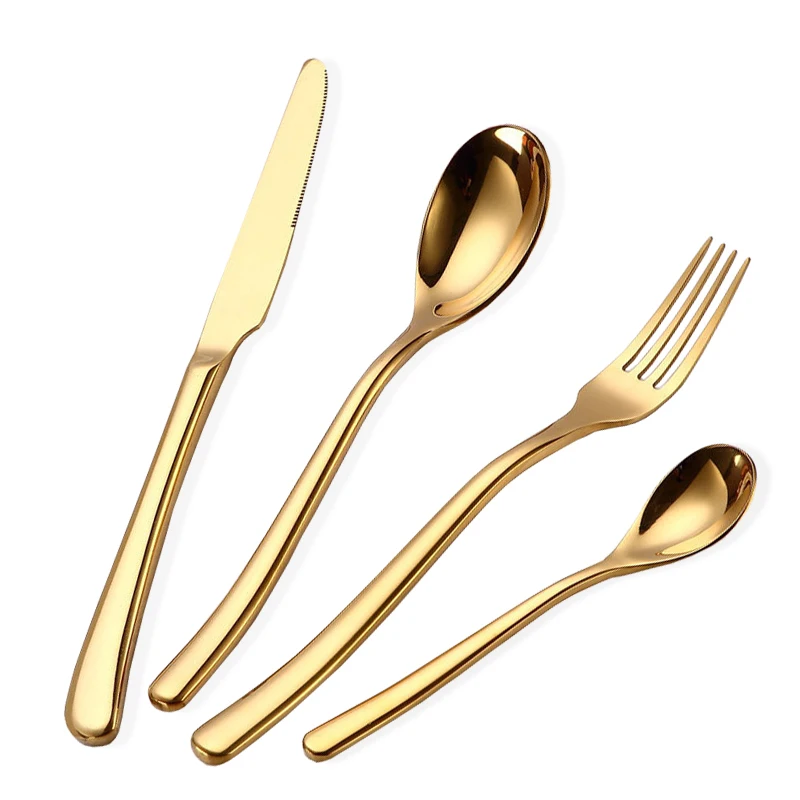 

Fancy Gold Cutlery Stainless Steel Kitchen Spoon Knife Fork, Rose Gold, Black Cutlery set, Gold;silver;rose gold;black