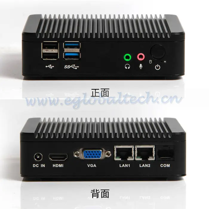 

EGLOBAL Pfsense Mini PC Intel J1900 4GB RAM SSD 128GB Barebone System Support VGA display and HDMI 1080P playback, Black aluminum alloy