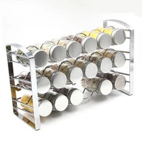 

Hot sale Kitchen Storage Spice Rack Metal 3 Tier Metal Spice with Glass Bottle