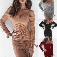 

DCD-18379 spring and autumn sexy bag hip long sleeve dress long skirt women's clothing