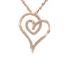 Awesome prong AAA CZ Stone setting 925 sterling silver double heart pendant for female